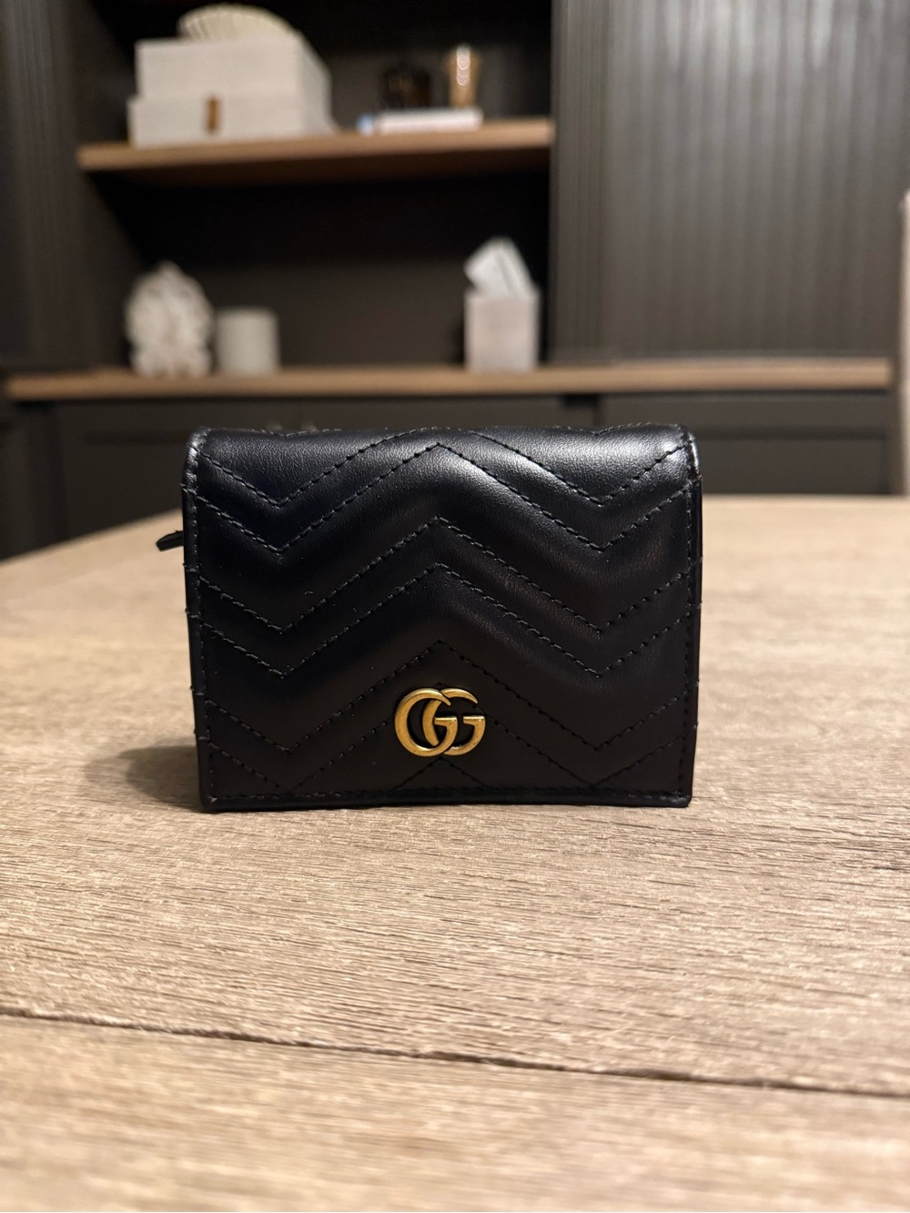 Gucci Black GG Marmont card case Small Wallet